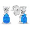 Brilio Silver Madingi silver earrings with blue synthetic opals EA1187WB Brilio Silver Madingi silver earrings with blue synthetic opals EA1187WB