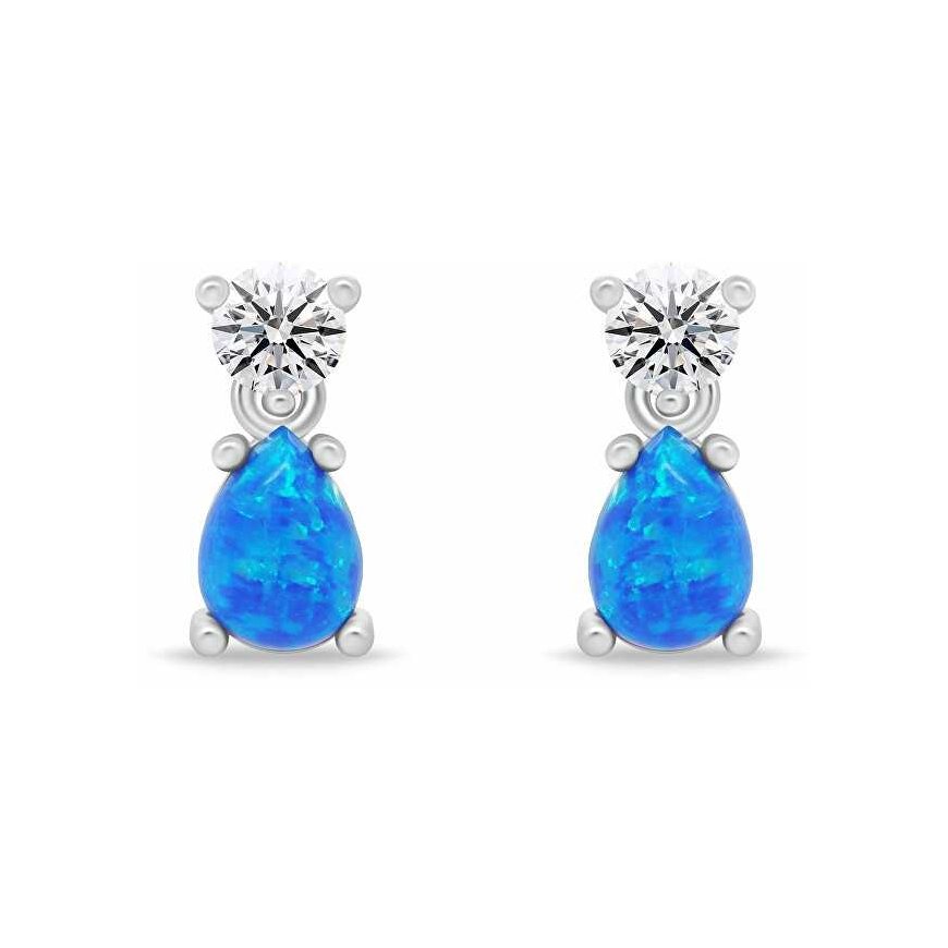 Brilio Silver Madingi silver earrings with blue synthetic opals EA1187WB – 2