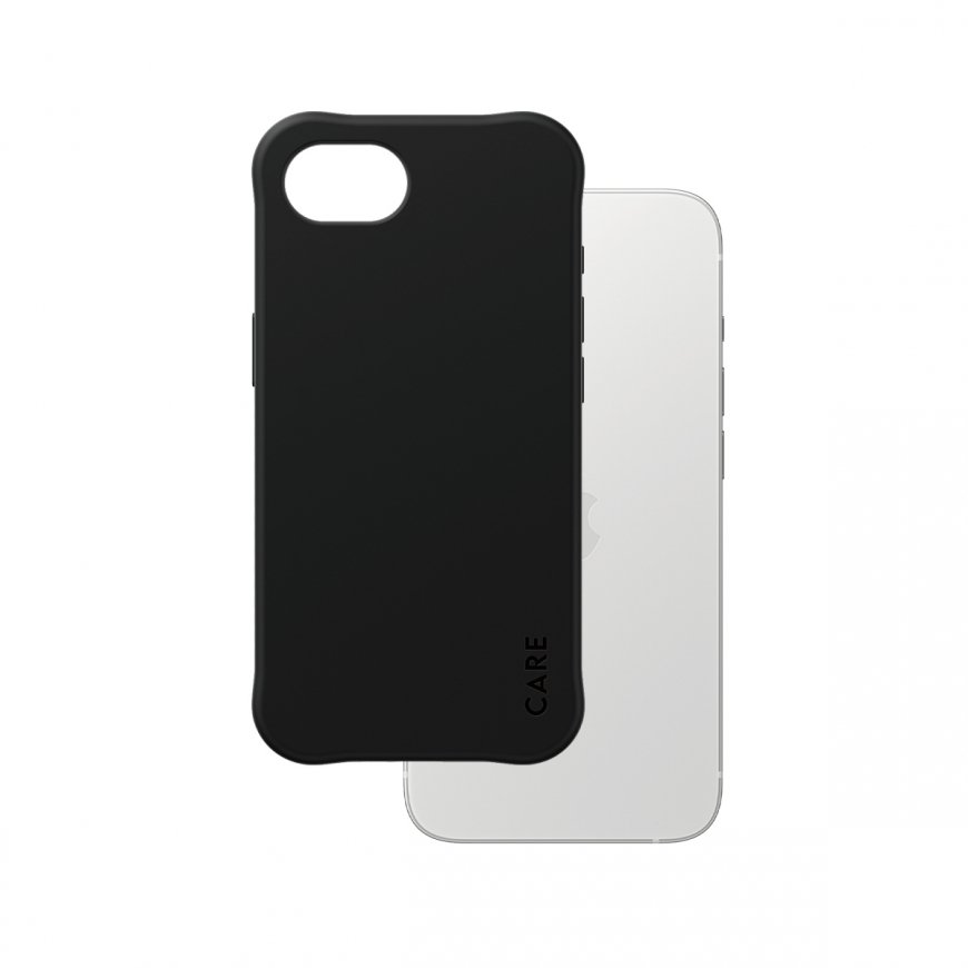 PanzerGlass CARE by ® Fashionable Case Samba Black w. Qi Compatible iPhone 16e mobilo telefonu apval