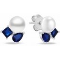Brilio Silver Subtle silver earrings with blue zircons and pearls EA1190WB Brilio Silver Subtle silver earrings with blue zircons and pearls EA1190WB