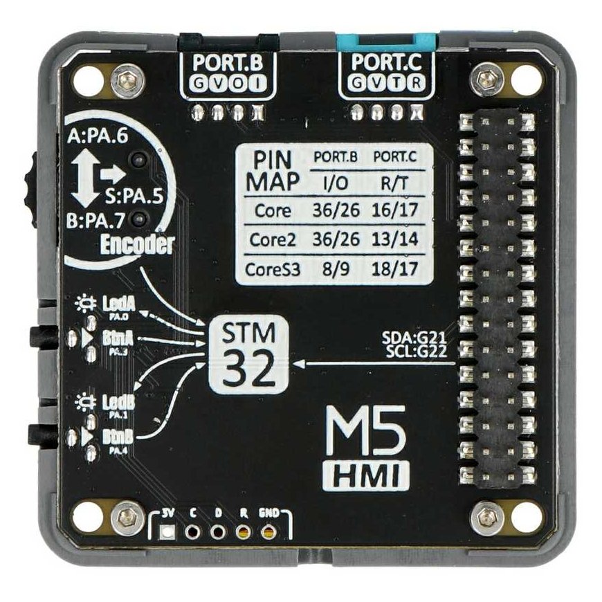 STM32F030 HMI modulis - su koduotuvu ir 500 mAh baterija - M5Stack M129 – 2