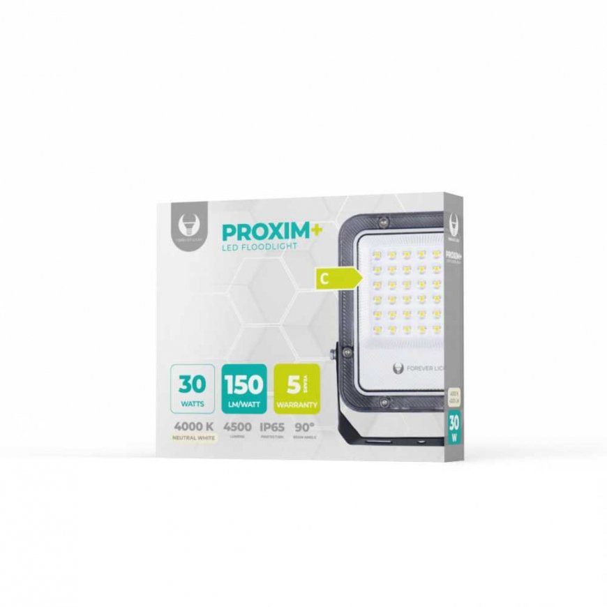 Telforceone Floodlight LED PROXIM+ 30W 4000K 4500lm 230V IP65 Forever Light 150lm/W 5 years warranty – 2