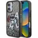 Karl Lagerfeld Liquid Glitter Scattered Choupette -kotelo iPhone 16:lle, musta Karl Lagerfeld Liquid Glitter Scattered Choupette -kotelo iPhone 16:lle, musta