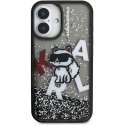 Karl Lagerfeld Liquid Glitter Scattered Choupette -kotelo iPhone 16:lle, musta Karl Lagerfeld Liquid Glitter Scattered Choupette -kotelo iPhone 16:lle, musta