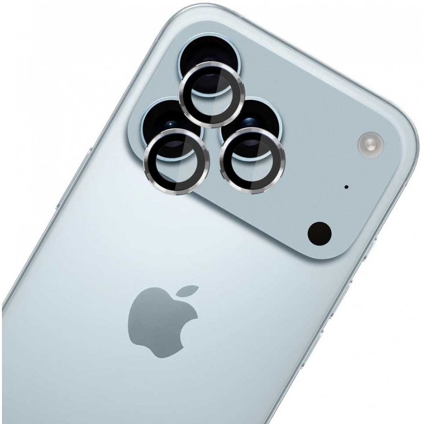 3mk objektyva aizsardzības „Pro“ kameras objektīva stikls, kas paredzēts „Apple iPhone 17 Pro / 17 Pro Max“ - Sudraba – 4