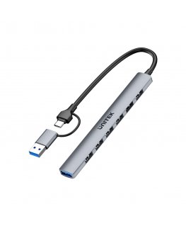 UNITEK H1209AGY01 sąsajos šakotuvas C tipo USB 5000 Mbit/ai Pilka
