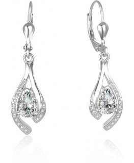 Beneto Beautiful silver earrings with clear zircons AGUC2693-W
