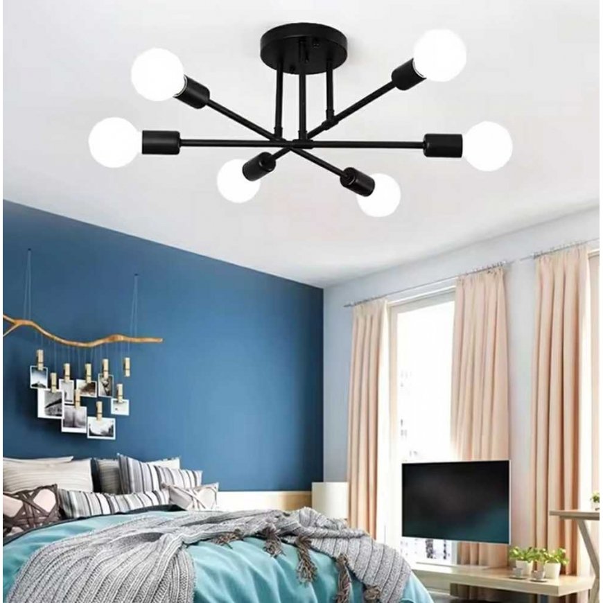 ATL Lamp with 6 E27 bulbs, metal, black – 3