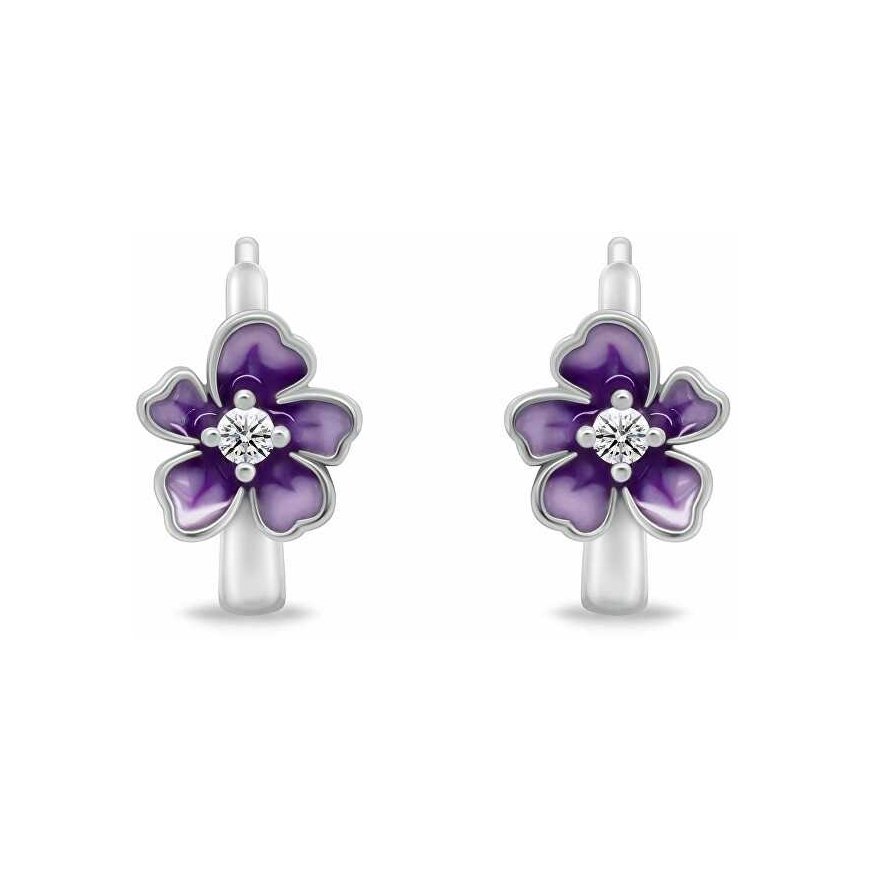 Brilio Silver Silver Ring Earrings Flower with Zircon EA1116WPU – 2
