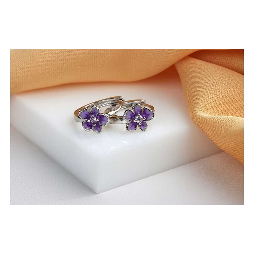 Brilio Silver Silver Ring Earrings Flower with Zircon EA1116WPU – 5