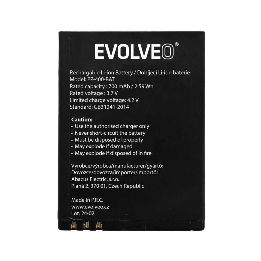 Originaalne EVOLVEO 700 mAh aku, mõeldud EasyPhone ID jaoks.