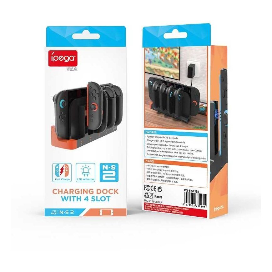 iPega SW2185 Latausasema JoyCon-ohjaimille Nintendo Switch 2 mustaa väriä – 4