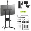 Maclean TV stand/trolley, shelf for camera, on wheels, 37–70 inches, max load 45 kg/5kg shelf, max VESA 600x400, MC-113 B