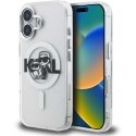 „Karl Lagerfeld IML Glitter Karl ja Choupette Sketch MagSafe“ -kotelo, suunniteltu „iPhone 16“:lle, läpinäkyvä
