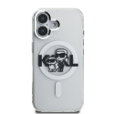 "Karl Lagerfeld IML Glitter Karl and Choupette Sketch MagSafe" case for iPhone 16, transparent "Karl Lagerfeld IML Glitter Karl and Choupette Sketch MagSafe" case for iPhone 16, transparent