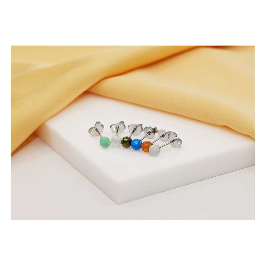 Brilio Silver Small Gold-Plated Stones with White Synthetic Opals EA625Y – 3