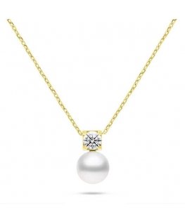 Brilio Silver Gold-plated necklace with real pearls and cubic zirconia NCL212Y