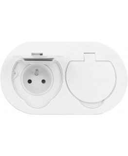 Orno Hermetic double electrical socket, oval, IP55, 2x2P+Z (French), white