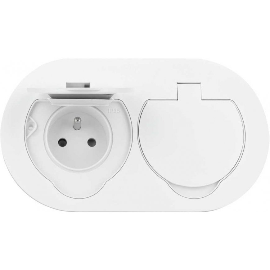 Orno Hermetic double electrical socket, oval, IP55, 2x2P+Z (French), white – 2