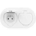 Orno Hermetic double electrical socket, oval, IP55, 2x2P+Z (French), white Orno Hermetic double electrical socket, oval, IP55, 2x2P+Z (French), white