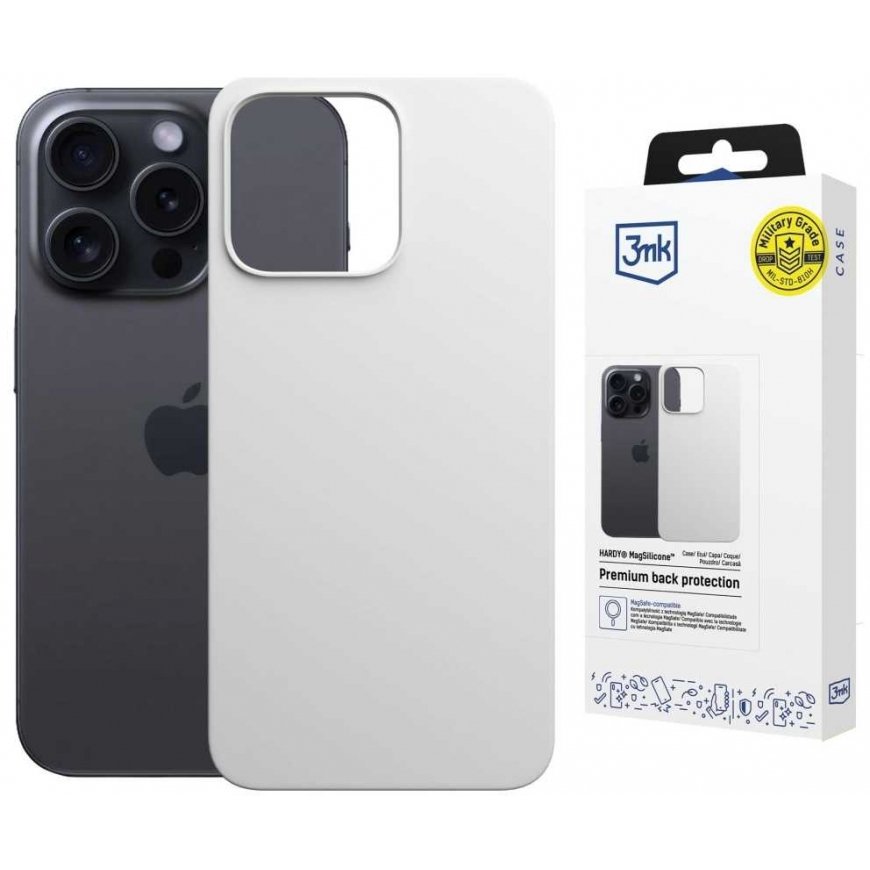 Dėklas 3MK Hardy MagSilicone skirtas Apple iPhone 15 Pro Max sidabro spalvos