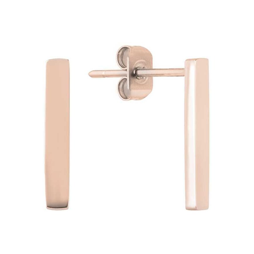 Stylish pink gold-plated minimalist earrings