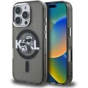 „Karl Lagerfeld IML Glitter Karl un Choupette Sketch MagSafe“ vāciņš, paredzēts „iPhone 16 Pro“ (melns)