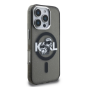 „Karl Lagerfeld IML Glitter Karl un Choupette Sketch MagSafe“ vāciņš, paredzēts „iPhone 16 Pro“ (melns)