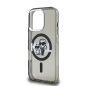 „Karl Lagerfeld IML Glitter Karl ja Choupette Sketch MagSafe“ -kuori, joka on suunniteltu „iPhone 16 Pro“:lle (musta)