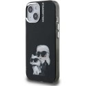 Karl Lagerfeld IML Aquarelle Karl ir Choupette dėklas, skirtas iPhone 15, Juodas