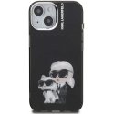 Karl Lagerfeld IML Aquarelle Karl ir Choupette dėklas, skirtas iPhone 15, Juodas