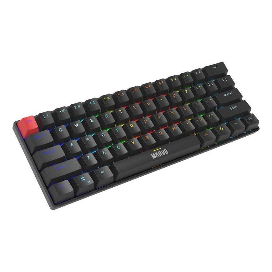 MARVO KG933 Saber 61 Wired Gaming Keyboard | USB-C | BT | 2.4 G | Black, 60% – 2