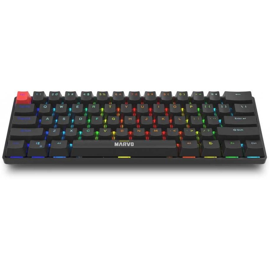 MARVO KG933 Saber 61 Wired Gaming Keyboard | USB-C | BT | 2.4 G | Black, 60% – 3
