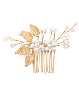 Trolley Charming golden hair combs with pearls