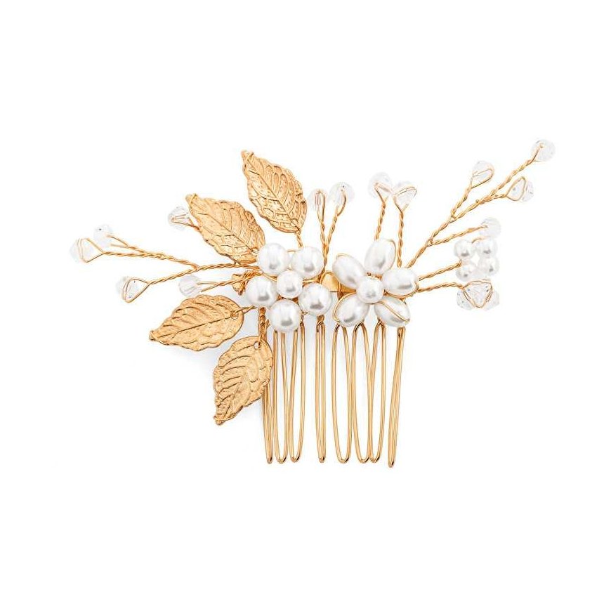 Trolley Charming golden hair combs with pearls