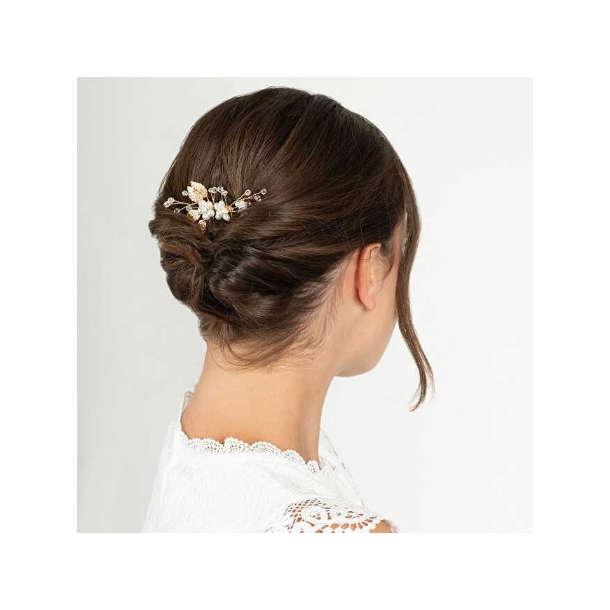 Trolley Charming golden hair combs with pearls – 2