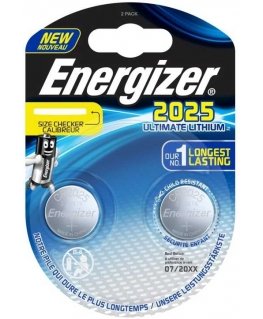 Energizer Ultimate Lithium 2025, kertakäyttöakku, CR2025, litium, 3 V, 2 kpl, Sidabrinis