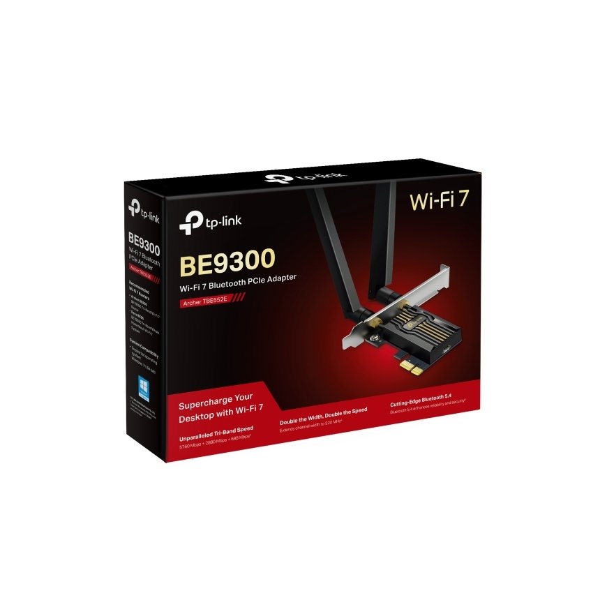 Адаптер TP-Link Archer TBE552E WiFi7 PCIe (BE9300, 2,4 ГГц/5 ГГц/6 ГГц, Bluetooth 5.4)