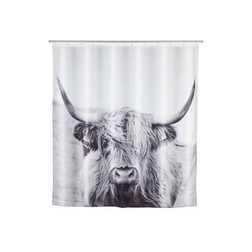 WENKO 24702100 shower curtain Ring Polyester Grey, White