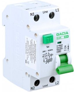 Differential switch with overcurrent element B16A, 30mA, 1P+N, AC type GACIA SL6N 1P+N B16A 30MA, AC
