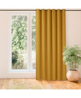 MILANA mustard color curtain, classic gold, with metal loops, chenille, 560x225 HOMEDE