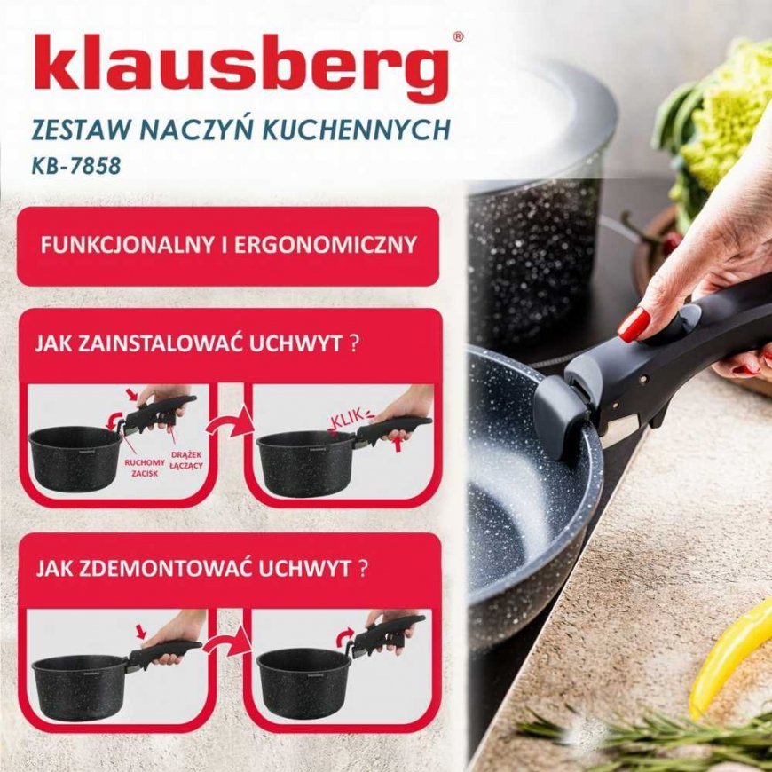COMPLETE SET OF MARBLE COATED NON-STICK PANS 5-PIECE KLAUSBERG KB-7858 – 5