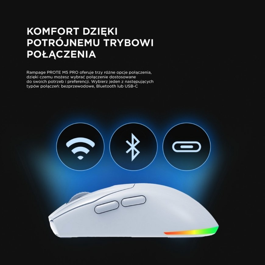 Mouse Rampage Prote M5 Pro 26000 DPI RGB LED 1kHz white – 2