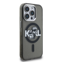 „Karl Lagerfeld IML Glitter Karl un Choupette Sketch MagSafe“ vāciņš, paredzēts „iPhone 15 Pro“ (melns)