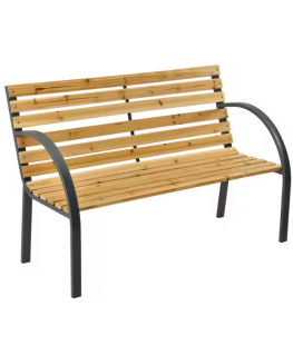 Lean wooden and metal bench with backrest, 125x73x53 cm