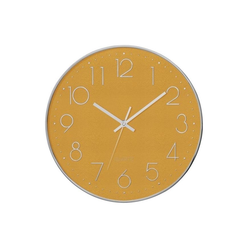 Atmosphera Tylus bedroom wall clock with silent mechanism, yellow, Ø 30 cm