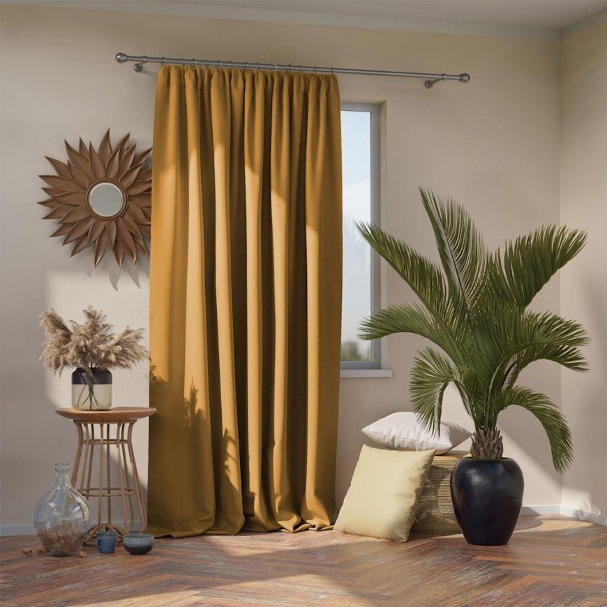 AmeliaHome CURT/AH/BLACKOUT/PLEAT/MUSTARD/140X270/1PC – 3