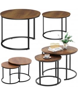 Комплект круглых кофейных столиков Lean, 70.5x50 см и 45.5x44 см, из натурального дерева