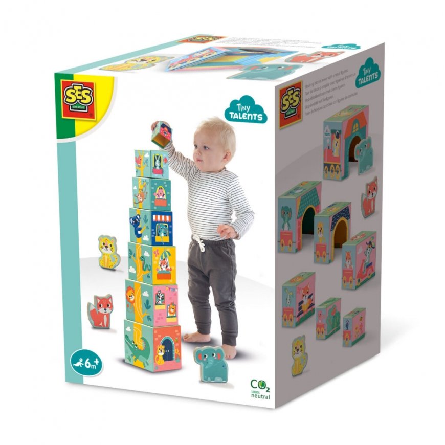 SES Creative Tiny Talents Stacking blocks tower with animal figures