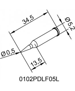 ERSADUR tip, extended 0.5mm/0.020in, for ERSA soldering iron